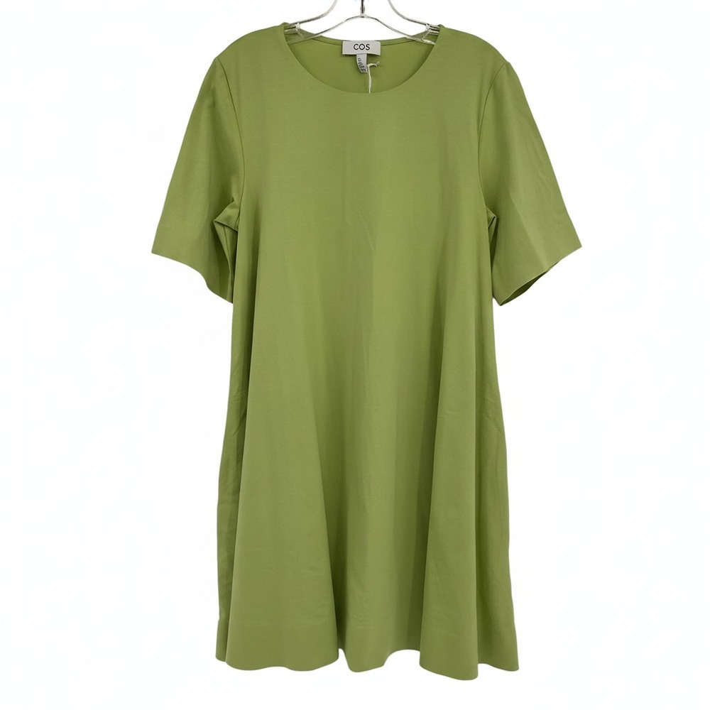 COS Mini Dress Short Sleeve | Women's S | Green Cotton